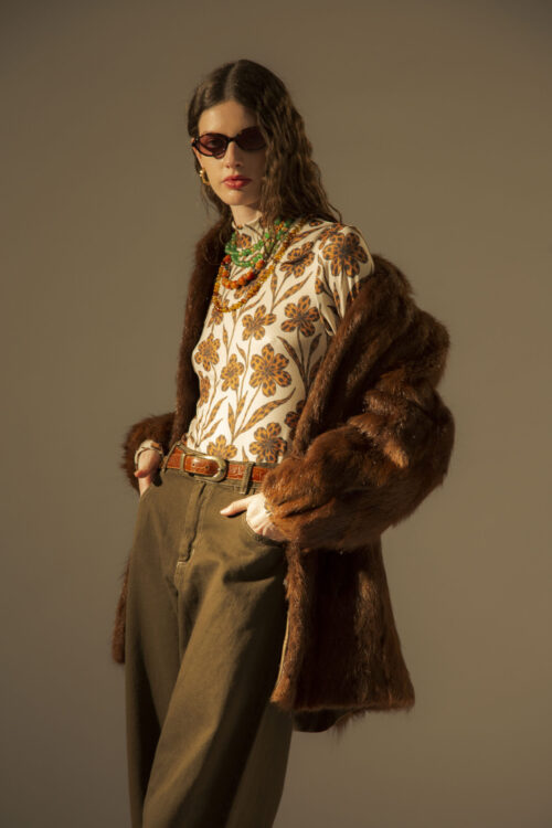 Remera media polera Flor animal p.