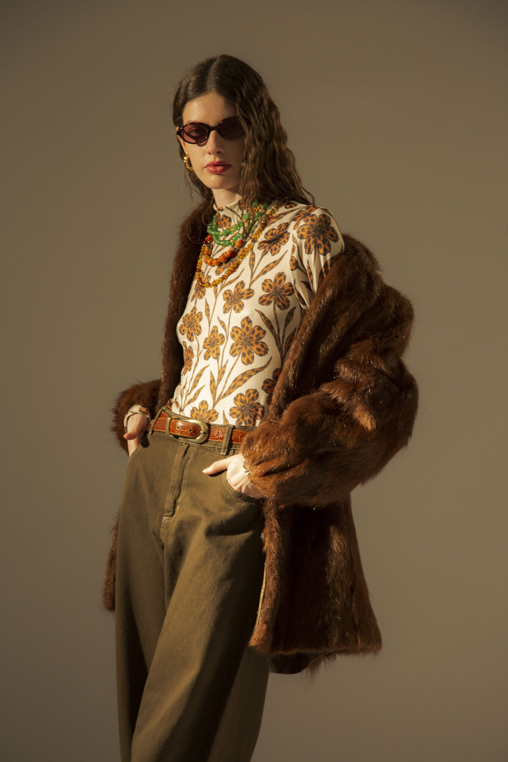 Remera media polera Flor animal p.